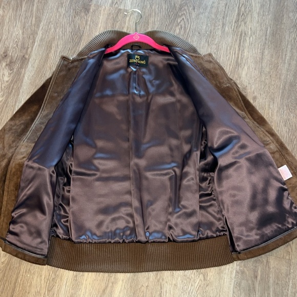 *Winter Clearance* Vintage 70s Zero King Leather Suede Brown  Button Up Jacket - Picture 5 of 7